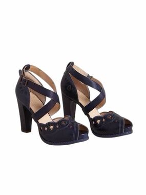 Anthropologie x Timberland “Marge” Ankle Strap Heels Navy Leather EU 39 / US 8